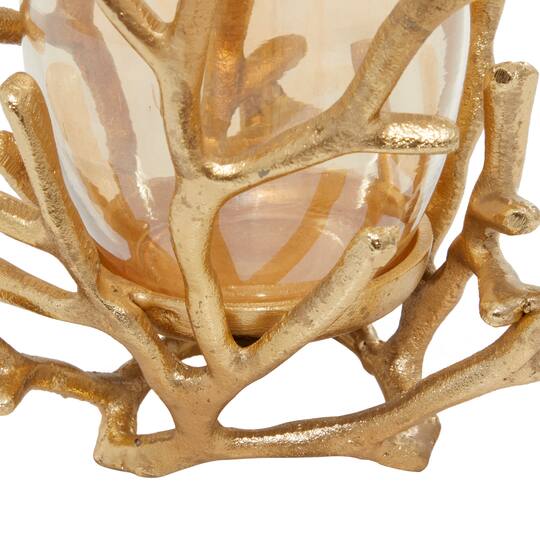 Gold Aluminum Coastal Candle Holder